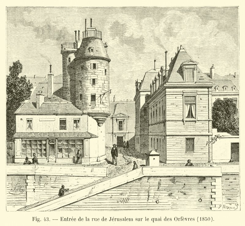 Eingang zur Rue de Jérusalem am Quai des Orfèvres, 1850 von French School