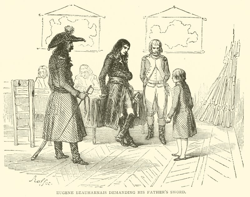 Eugene Beauharnais fordert das Schwert seines Vaters (Gravur) von French School