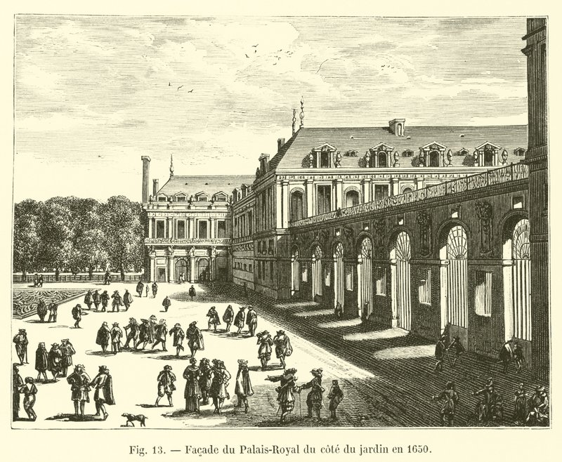 Fassade des Palais-Royal auf der Gartenseite im Jahr 1650 von French School