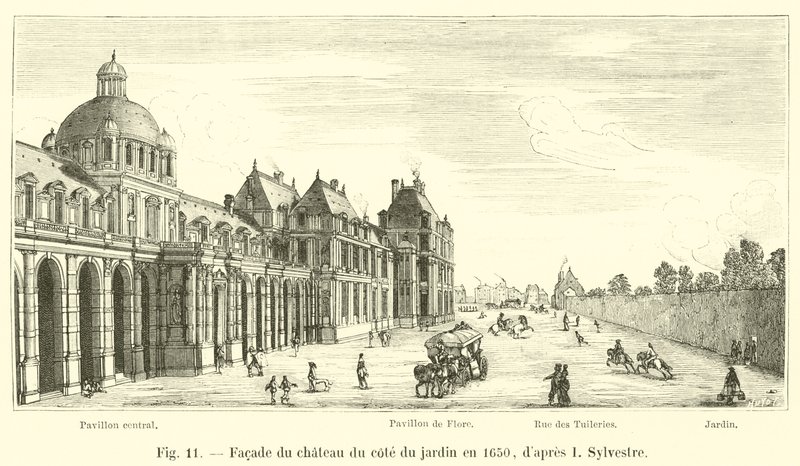 Fassade des Schlosses zur Gartenseite im Jahr 1650, nach I. Sylvestre von French School