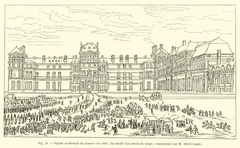 Westfassade des Louvre, um 1660, Faksimile einer zeitgenössischen Zeichnung, mitgeteilt von M. Albert Lenoir von French School