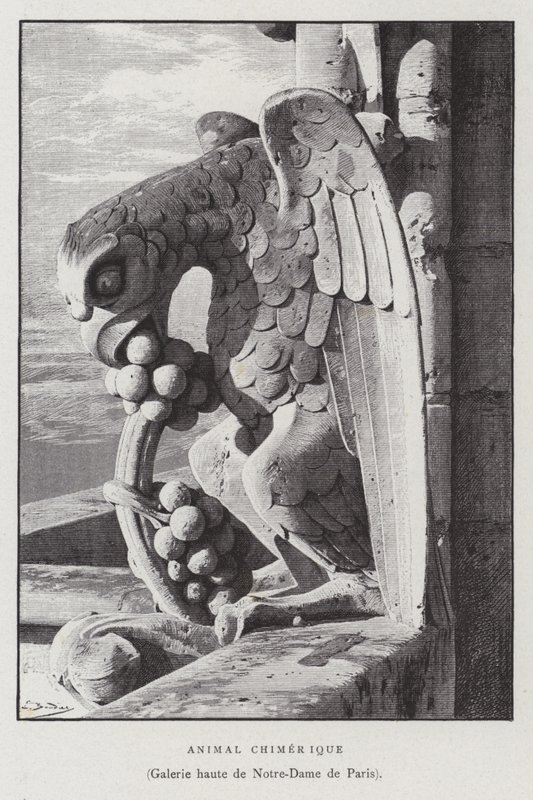 Figur eines chimärenartigen Tieres, aus der oberen Galerie von Notre Dame de Paris von French School