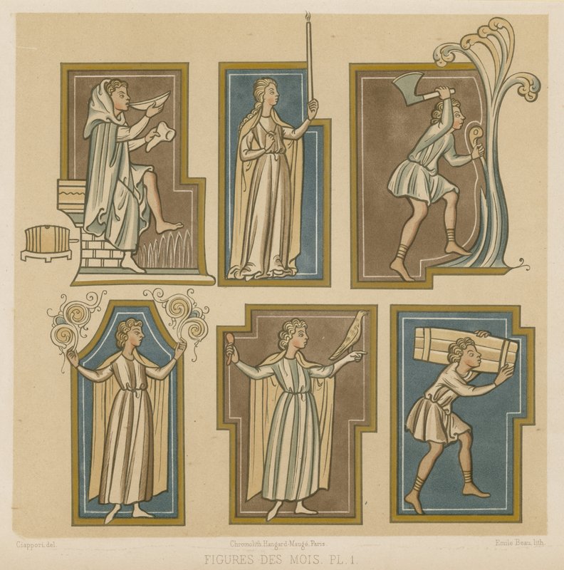 Figuren, die die Monate darstellen von French School