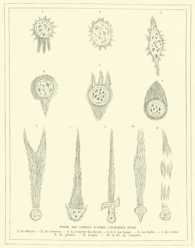 Formen von Kometen nach dem Historiker Plinius (Stich) von French School