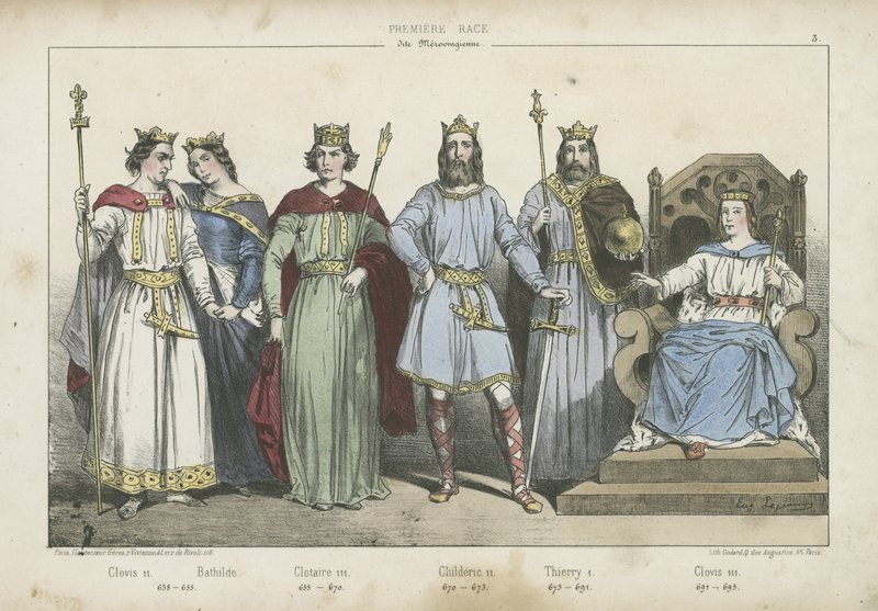 Fränkische Könige und Königinnen der Merowingischen Dynastie von French School
