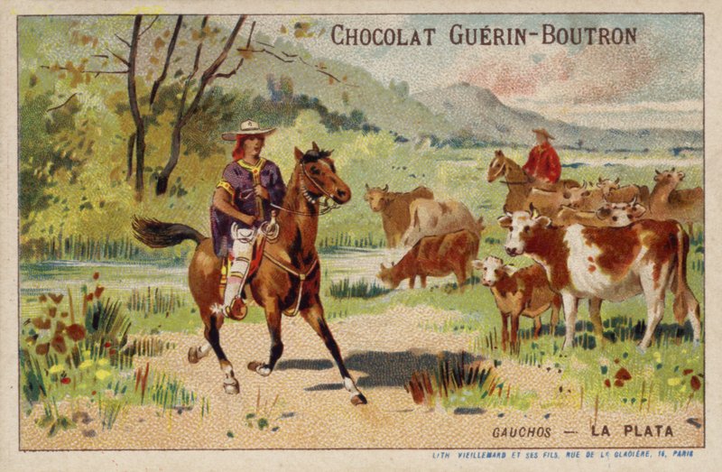 Gauchos, Argentinien (Chromolithografie) von French School