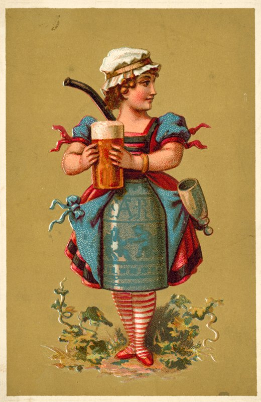 Mädchen mit einem großen Glas Bier von French School
