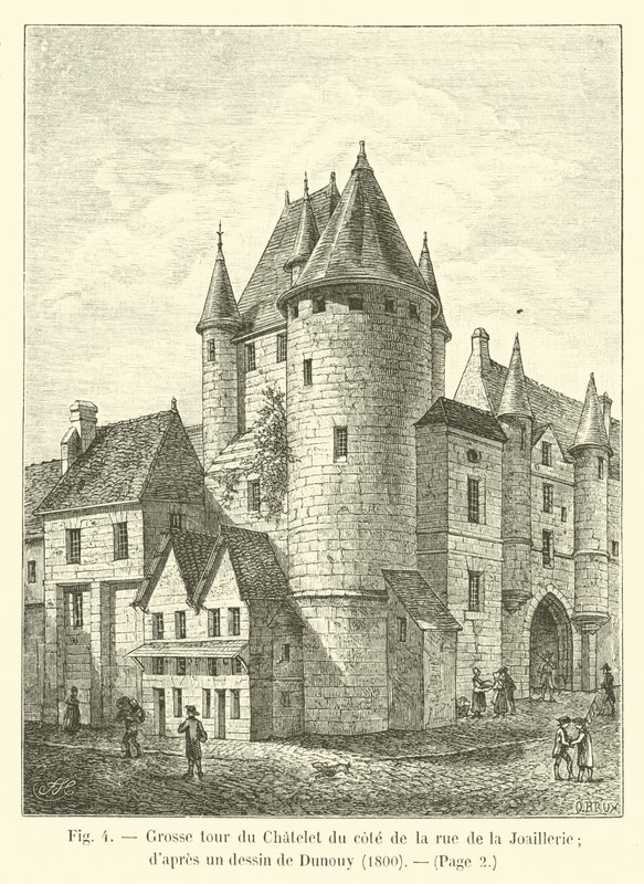 Großer Turm des Châtelet von der Rue de la Joaillerie; nach einer Zeichnung von Dunouy, 1800 von French School