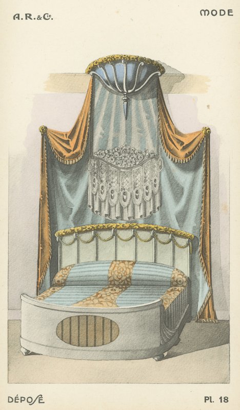 Illustration aus dem Innenarchitektur-Produktkatalog von A R & Cie, Frankreich von French School