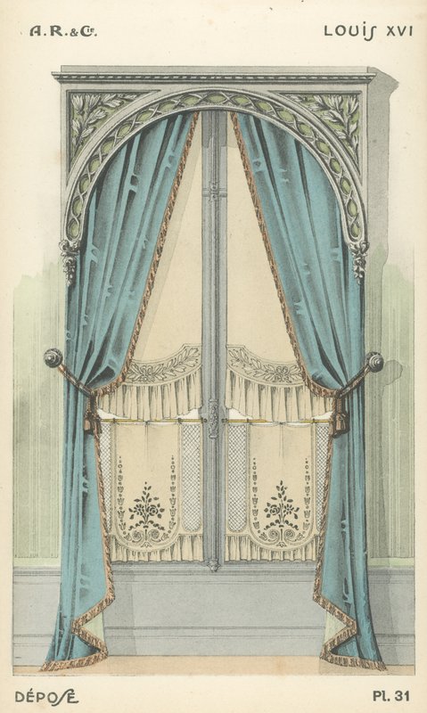 Illustration aus dem Innenarchitektur-Produktkatalog von A R & Cie, Frankreich von French School