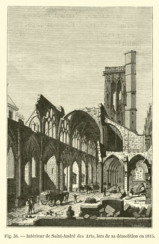 Innenraum von Saint-Andre des Arts, bei seinem Abriss, 1815 von French School