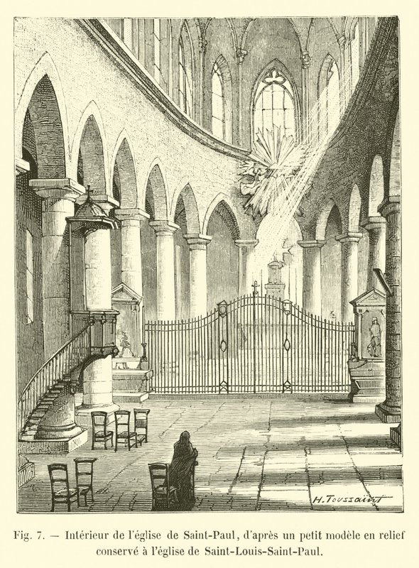 Inneres der Kirche von Saint-Paul, nach einem kleinen Reliefmodell, aufbewahrt in der Kirche Saint-Louis-Saint-Paul von French School