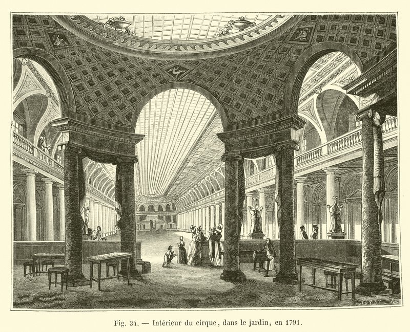 Innenansicht des Zirkus, im Garten, 1791 von French School