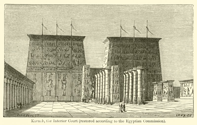 Karnak, der Innenhof, restauriert nach der ägyptischen Kommission von French School