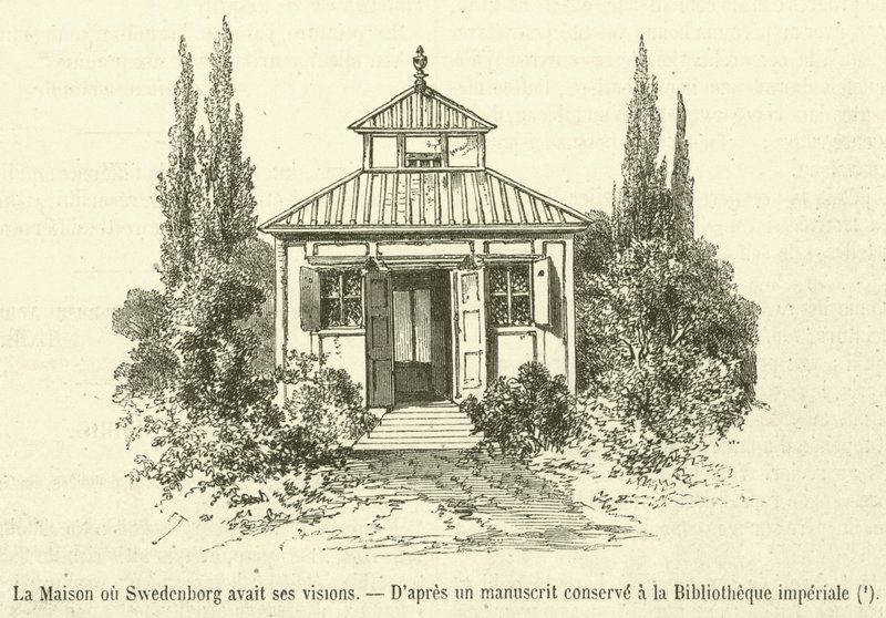 Das Haus, in dem Swedenborg seine Visionen hatte (Gravur) von French School