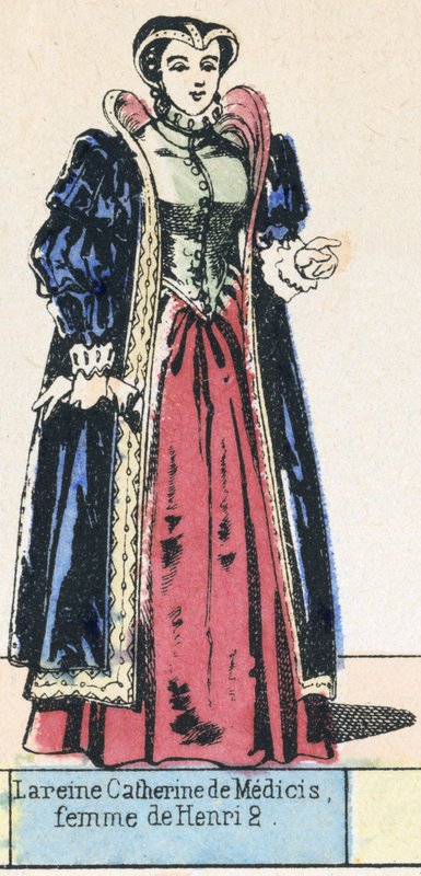 Königin Katharina von Medici, Frau von Heinrich II (kolorierte Gravur) von French School