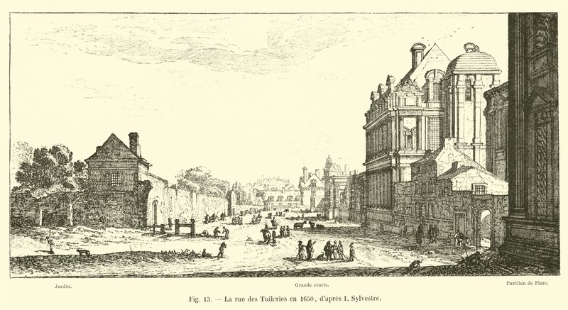 Die Rue des Tuilerien im Jahr 1650, nach I. Sylvestre von French School