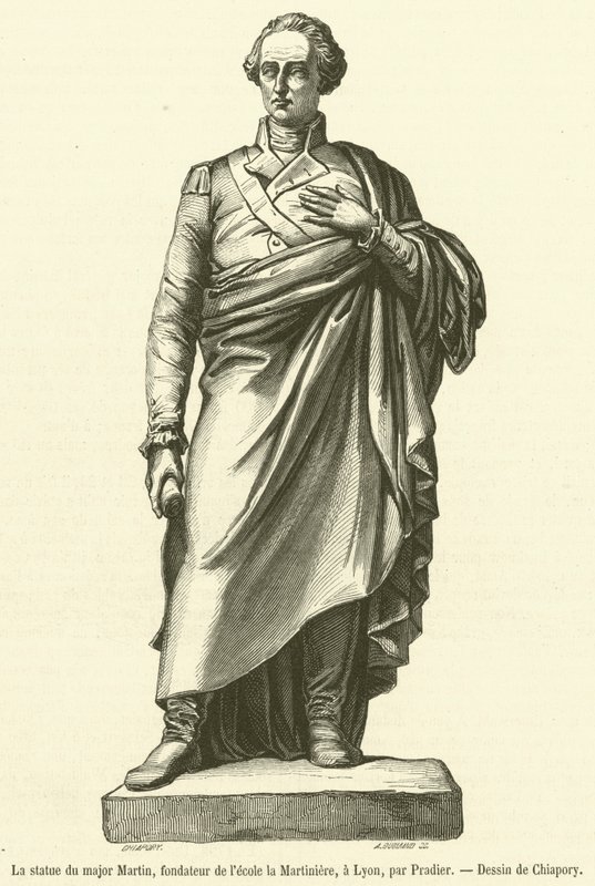 Die Statue von Major Martin, Gründer der Schule La Martiniere, in Lyon von French School