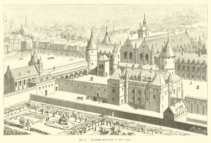 Der Palast der Stadt im 14. Jahrhundert von French School