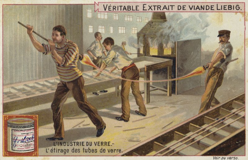 Liebig-Karte mit der Glasindustrie von French School