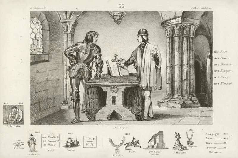 Ludwig XI. von Frankreich wird von Karl dem Kühnen von Burgund in Peronne gefangen gehalten, 1468 von French School