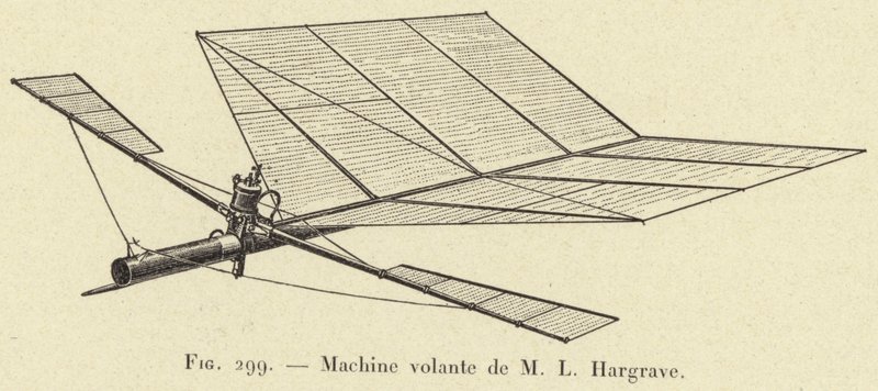 Flugmaschine von M L Hargrave (Gravur) von French School