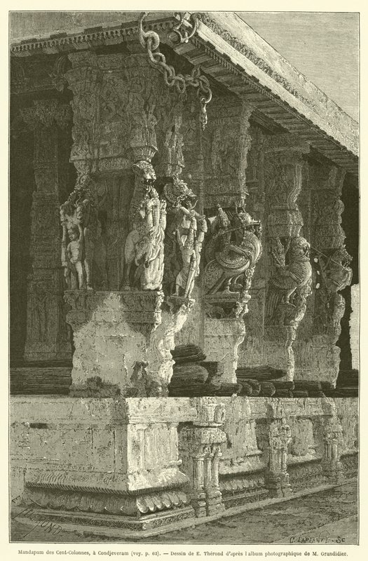 Mandapam der Hundert Säulen, in Kanchipuram von French School