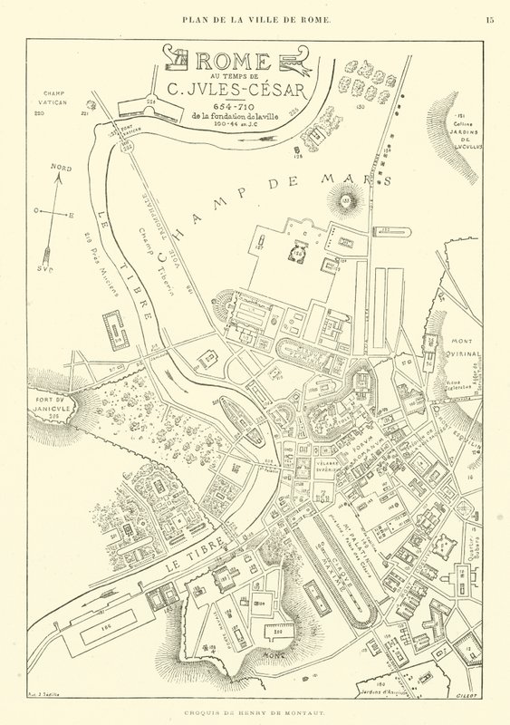 Karte der Stadt Rom zur Zeit von Julius Caesar von French School