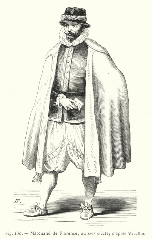 Händler aus Florenz im 16. Jahrhundert; nach Vecellio (Gravur) von French School