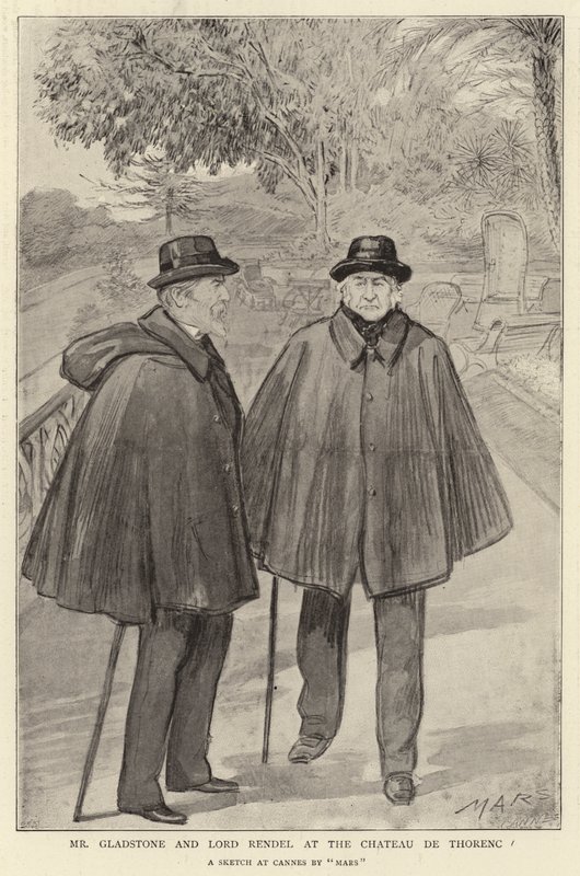 Herr Gladstone und Lord Rendel im Château de Thorenc (Lithographie) von French School