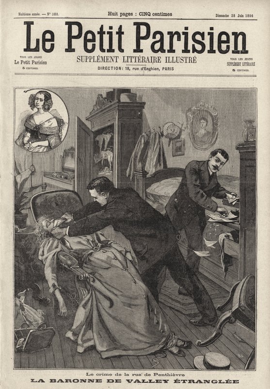 Mord an der alten Baronne de Valley in ihrem Haus in der Rue de Penthievre, Paris von French School