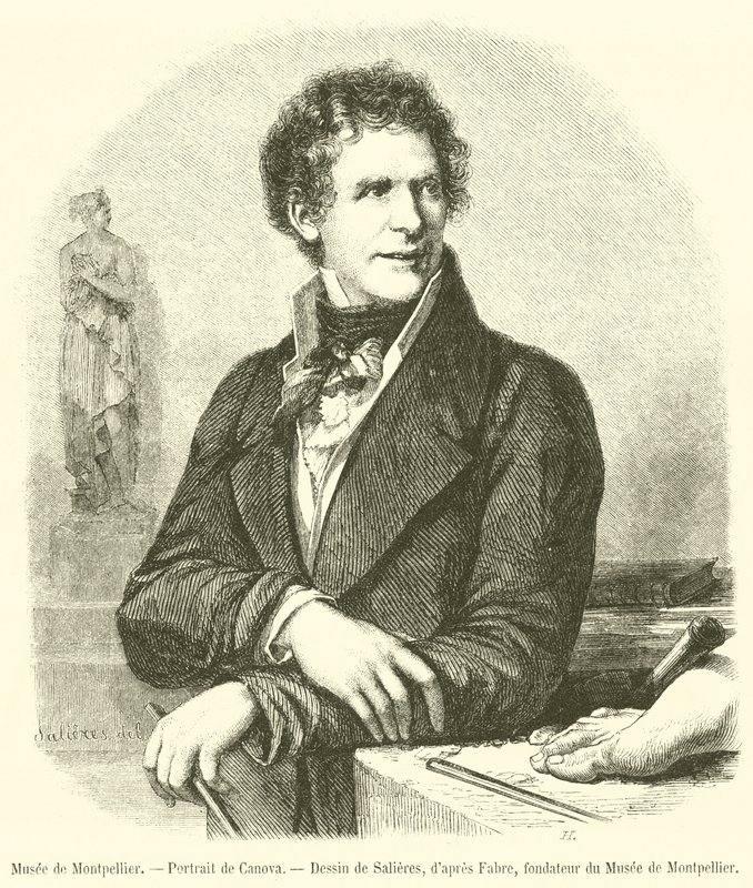Musee de Montpellier, Porträt von Canova (Stich) von French School