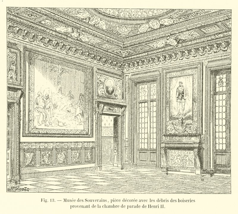 Museum der Souveräne, Raum dekoriert mit den Überresten der Holzarbeiten aus dem Paradezimmer von Heinrich II. von French School