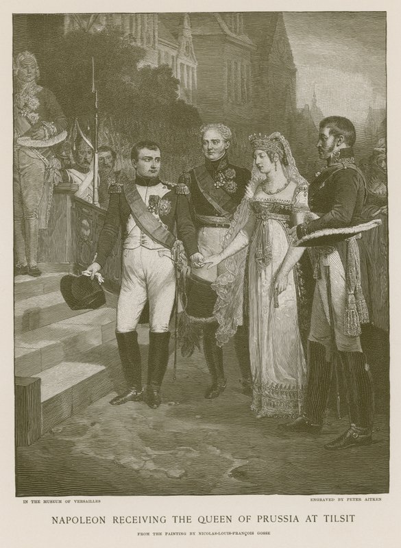 Napoleon empfängt die Königin von Preußen in Tilsit von French School