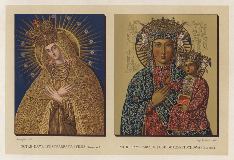 Notre-Dame von Ostrabrama in Vilnius, Polen; Notre-Dame Miraculeuse von Czenstochowa, Polen von French School