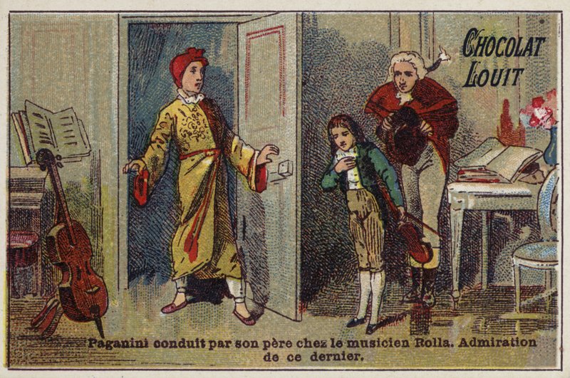Paganini wird von seinem Vater zum Musiker Alessandro Rolla gebracht von French School