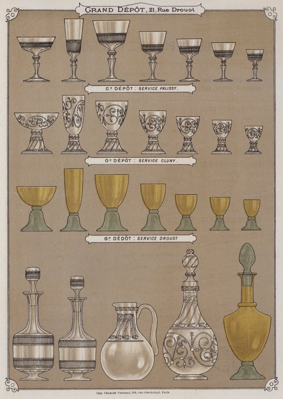 Seite aus dem Katalog des Grand Depot de Porcelaines, Faiences et Verreries von French School