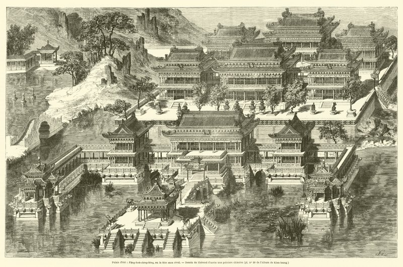 Sommerpalast, Fang-hou-ching-king, oder der Ort ohne Rivalen (Gravur) von French School