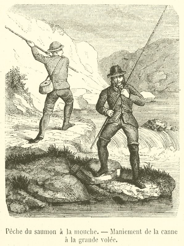 Lachsfischen mit der Fliege, Handhabung der Rute im großen Schwung von French School