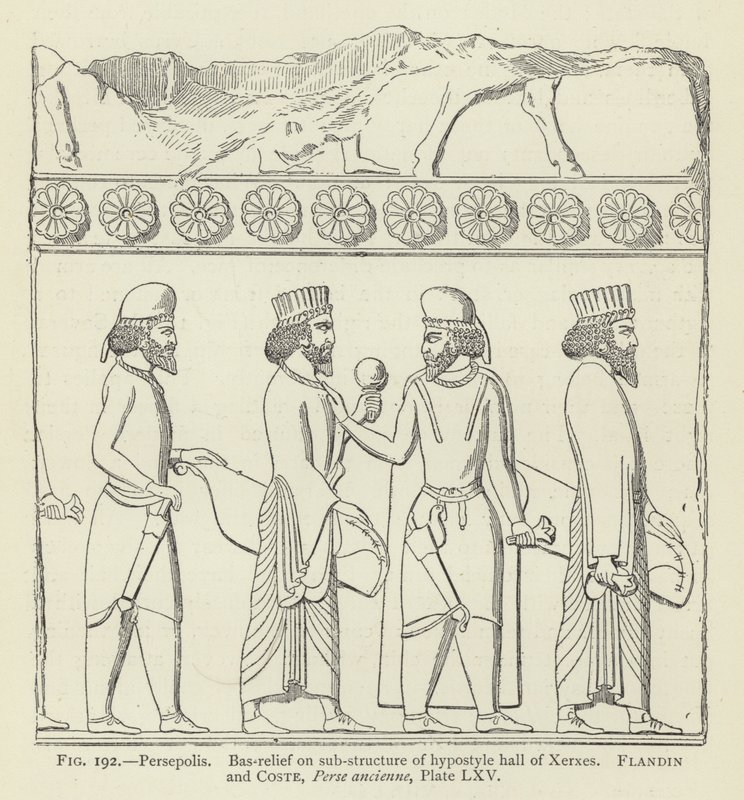 Persepolis, Basrelief an der Unterstruktur der Hypostylhalle des Xerxes von French School