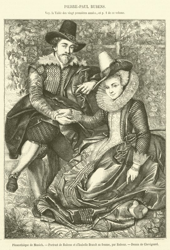 Pinakothek von München, Porträt von Rubens und seiner Frau Isabelle Brandt (Stich) von French School