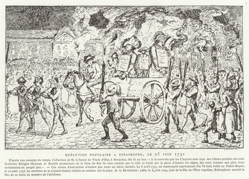 Volksausführung in Straßburg, 25. Juni 1791 von French School