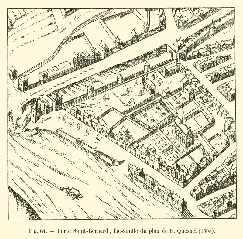 Porte Saint-Bernard, Faksimile des Plans von F. Quesnel, 1608 von French School