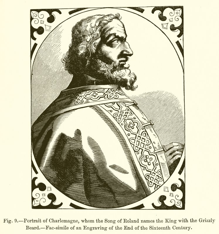 Porträt von Karl dem Großen, den das Rolandslied den König mit dem grauen Bart nennt von French School