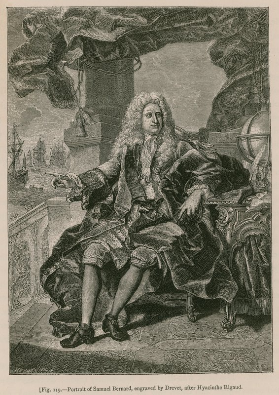 Porträt von Samuel Bernard, graviert von Drevet, nach Hyacinthe Rigaud von French School