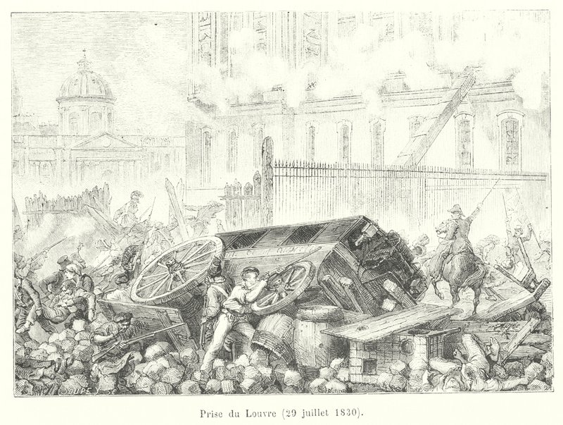 Einnahme des Louvre, 29. Juli 1830 (Gravur) von French School