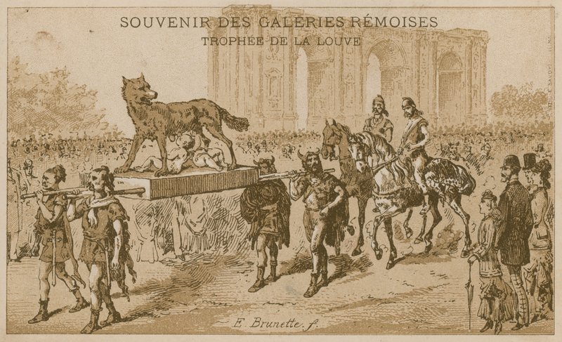 Prozession mit der Trophäe der Wölfin von French School