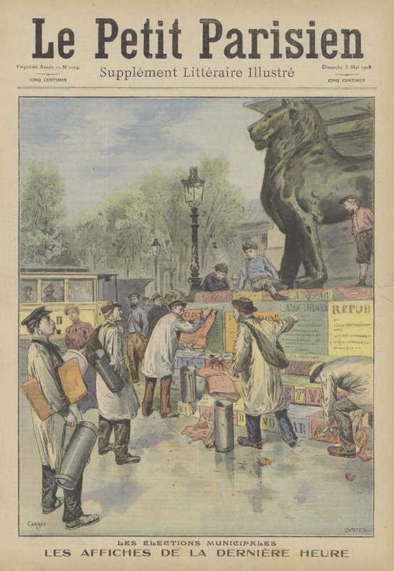 Plakate für die französischen Kommunalwahlen anbringen von French School