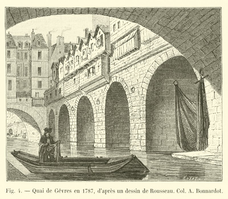 Quai de Gesvres im Jahr 1787, nach einer Zeichnung von Rousseau, Sammlung Bonnardot von French School