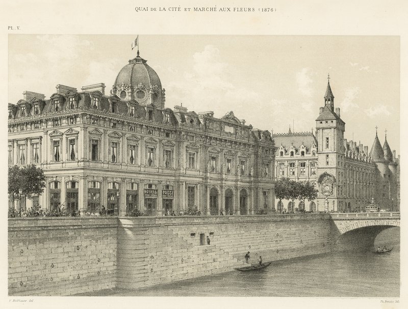 Quai de la Cite und Blumenmarkt, 1876 von French School